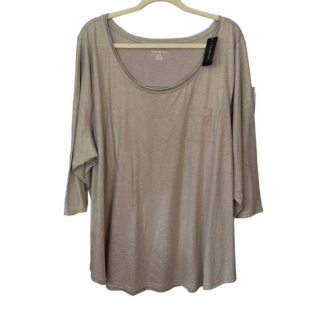 Lane Bryant Tunic Top Womens 26/28 Gold Metallic Kit Sparkle Shirt Glam Holiday